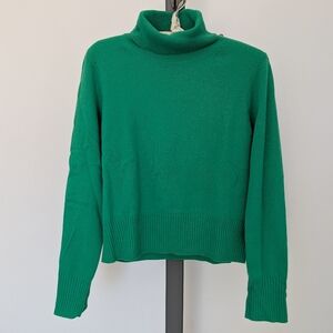 J Crew Emerald Green Cropped Turtleneck Sweater